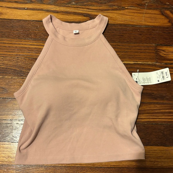 NWT GU by Uniqlo Bra-Feel Cropped Halter Neck Tank Top Pink - Picture 2 of 4